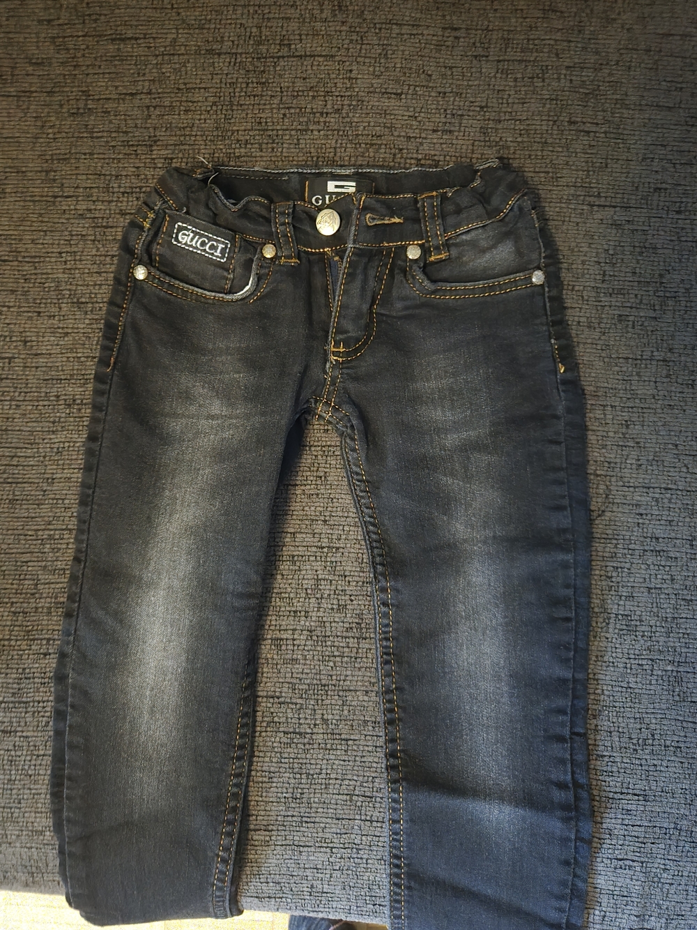 Gucci Girls Black-Blue Skinny Stretch Denim Jeans